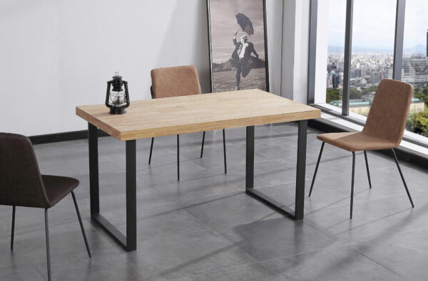 MESA COMEDOR FIJA NATURAL 140 x 80 CM  ROBLE NORDISH / NEGRO.