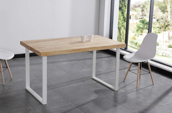 MESA COMEDOR FIJA NATURAL 140 x 80 CM  ROBLE NORDISH / BLANCO.