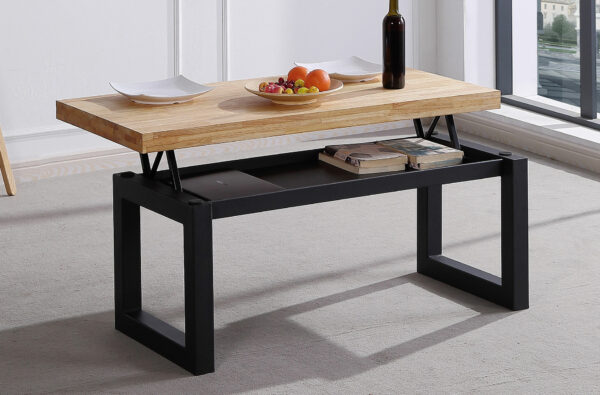 MESA CENTRO ELEVABLE LOFT 120 x 60 CM ROBLE NORDISH/ NEGRO.