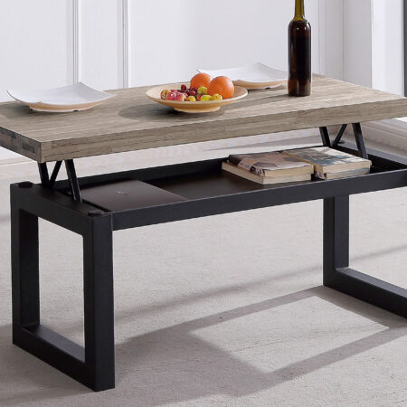 MESA CENTRO ELEVABLE LOFT 120 x 60 CM ROBLE  AMERICAN / NEGRO.