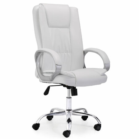 SILLÓN GIRATORIO ATLAS SÍMIL PIEL BLANCO