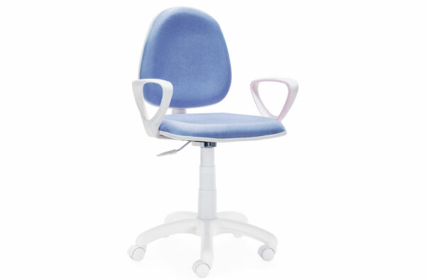 SILLA DE ESCRITORIO GIRATORIA MODELO DOLPHIN AZUL / ESTRUCTURA BLANCA.