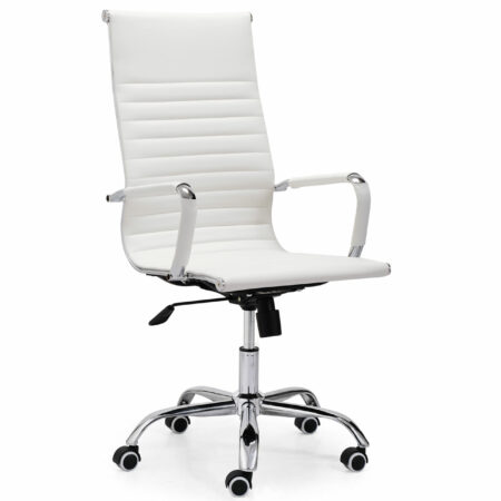 SILLÓN GIRATORIO LETTER SÍMIL PIEL BLANCO