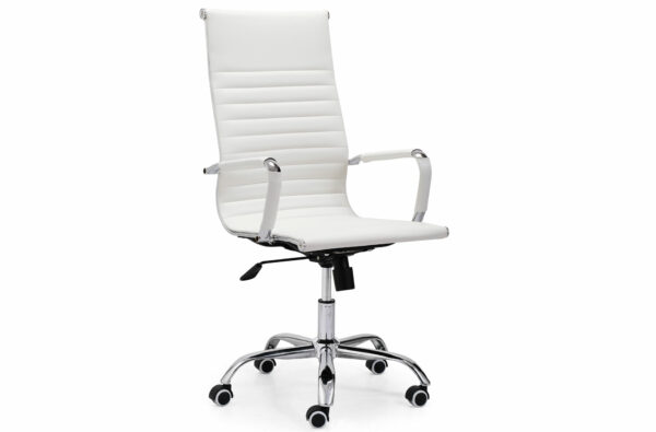 SILLÓN GIRATORIO LETTER SÍMIL PIEL BLANCO