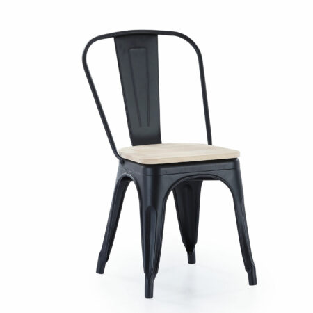 PACK DE 4 SILLAS COMEDOR TOLIX NEGRO ASIENTO ROBLE NORDISH
