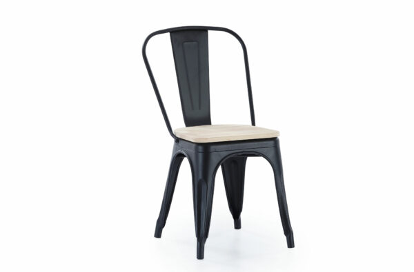 PACK DE 4 SILLAS COMEDOR TOLIX NEGRO ASIENTO ROBLE NORDISH