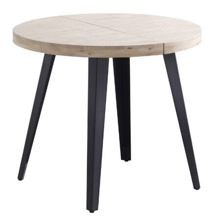MESA COMEDOR REDONDA EXTENSIBLE BERG 80 - 120 - 160 CM ROBLE NORDISH / NEGRO.