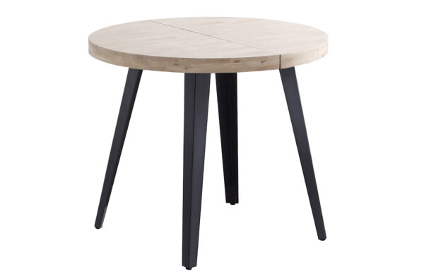 MESA COMEDOR REDONDA EXTENSIBLE BERG 80 - 120 - 160 CM ROBLE NORDISH / NEGRO.