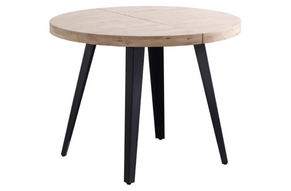 MESA COMEDOR REDONDA EXTENSIBLE BERG 120 - 160 - 200 CM ROBLE NORDISH / NEGRO.