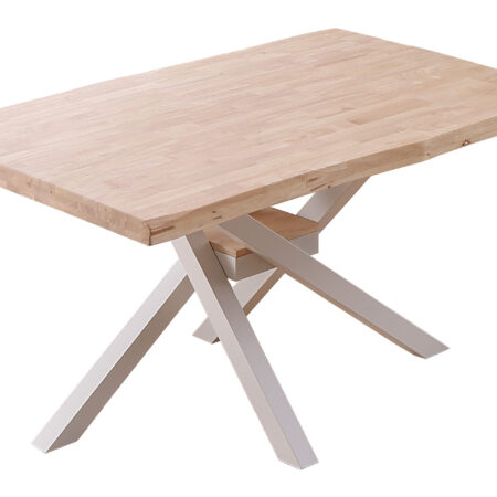 MESA COMEDOR FIJA XENA 150 x 90 CM  ROBLE NORDISH / BLANCO TAPA CON FORMA.