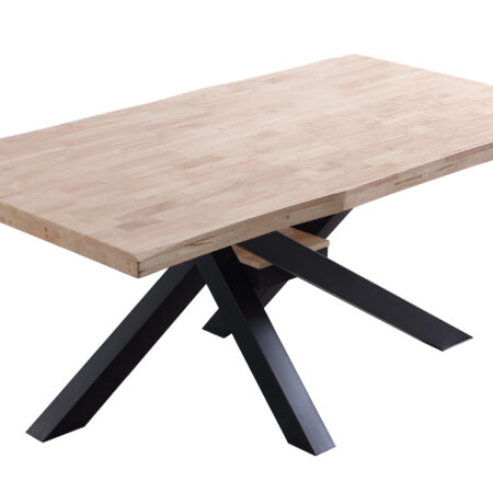 MESA COMEDOR FIJA XENA 180 x 100 CM  ROBLE NORDISH / NEGRO TAPA CON FORMA.
