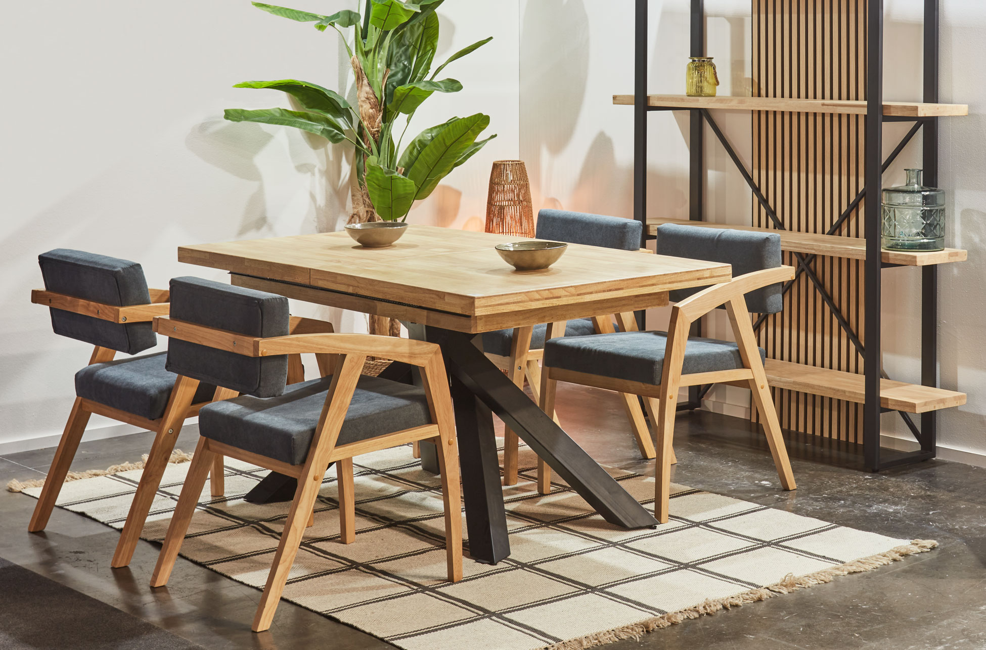 MESA COMEDOR EXTENSIBLE XENA 140 - 180 - 220 x 90 CM ROBLE NORDISH / NEGRO. - Imagen 5