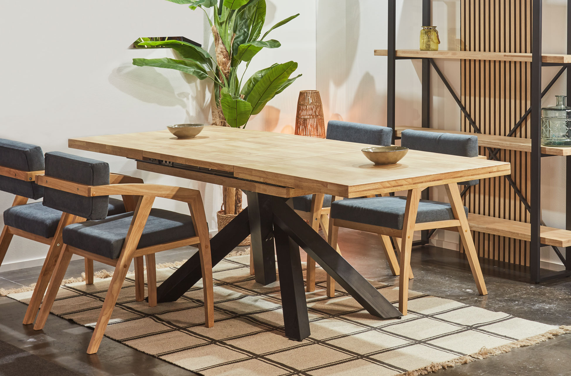 MESA COMEDOR EXTENSIBLE XENA 140 - 180 - 220 x 90 CM ROBLE NORDISH / NEGRO. - Imagen 6