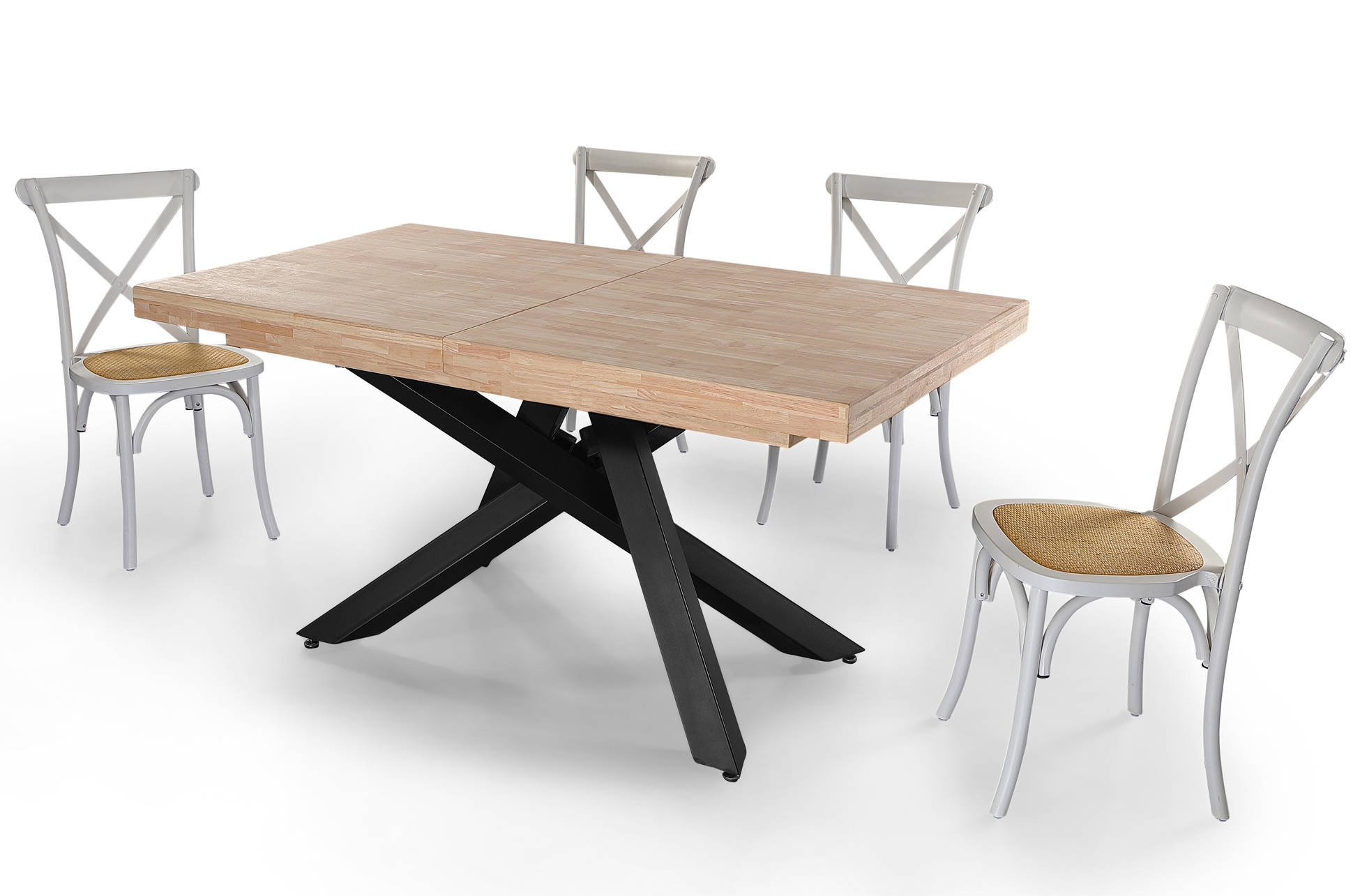 MESA COMEDOR EXTENSIBLE XENA 160 - 200 - 240 x 90 CM ROBLE NORDISH / NEGRO. - Imagen 4