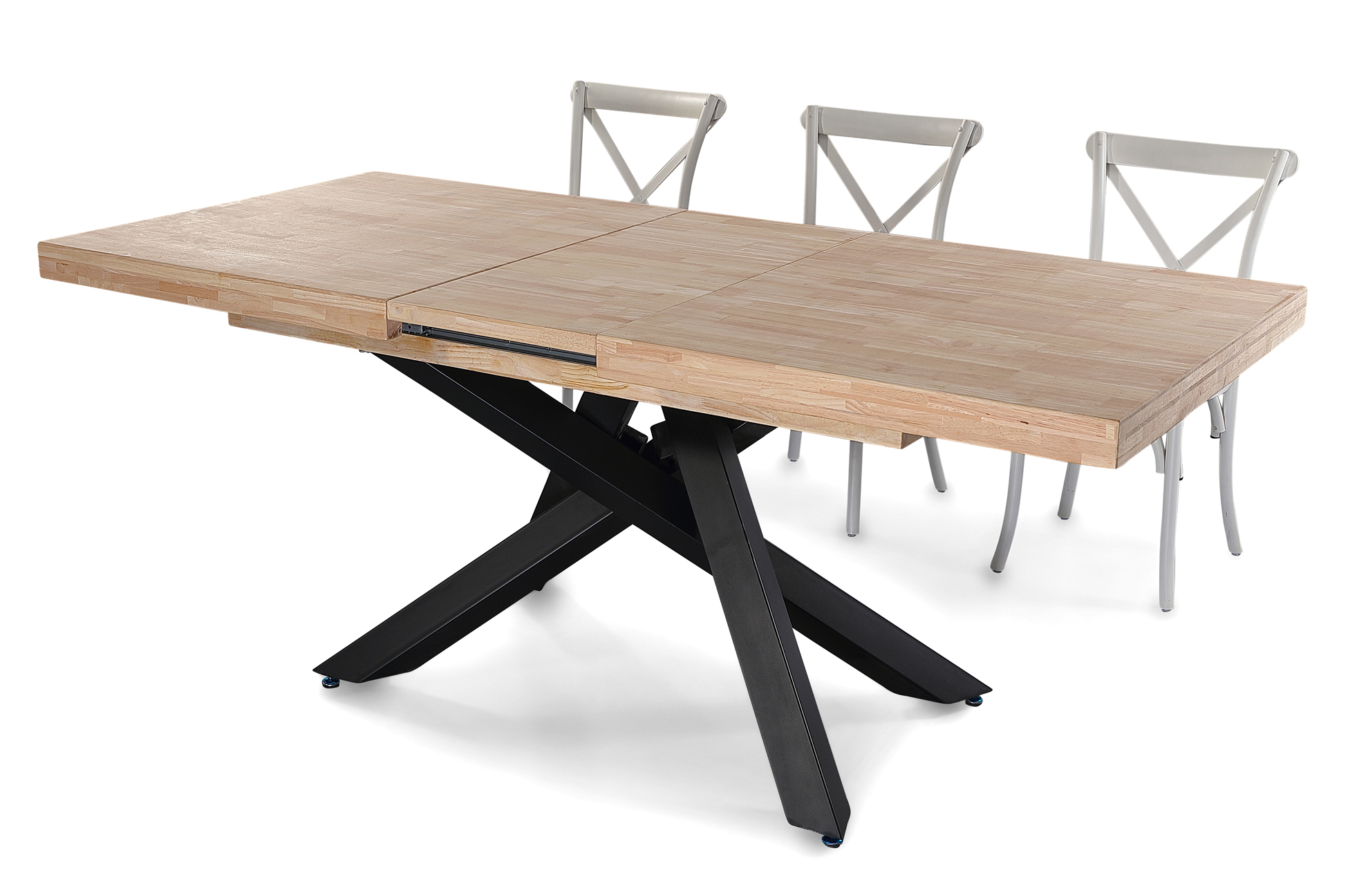 MESA COMEDOR EXTENSIBLE XENA 160 - 200 - 240 x 90 CM ROBLE NORDISH / NEGRO. - Imagen 5