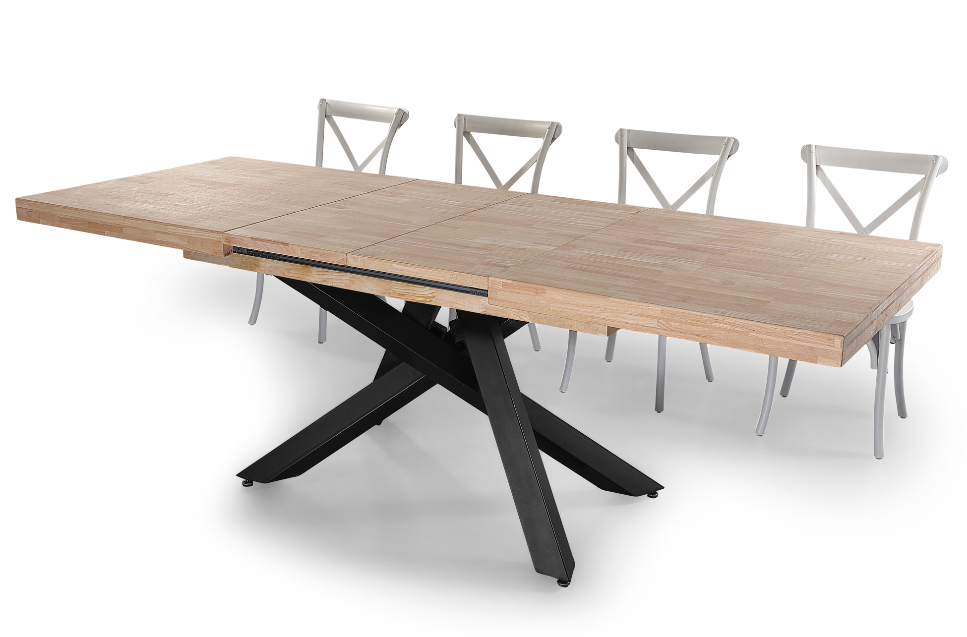 MESA COMEDOR EXTENSIBLE XENA 160 - 200 - 240 x 90 CM ROBLE NORDISH / NEGRO. - Imagen 6