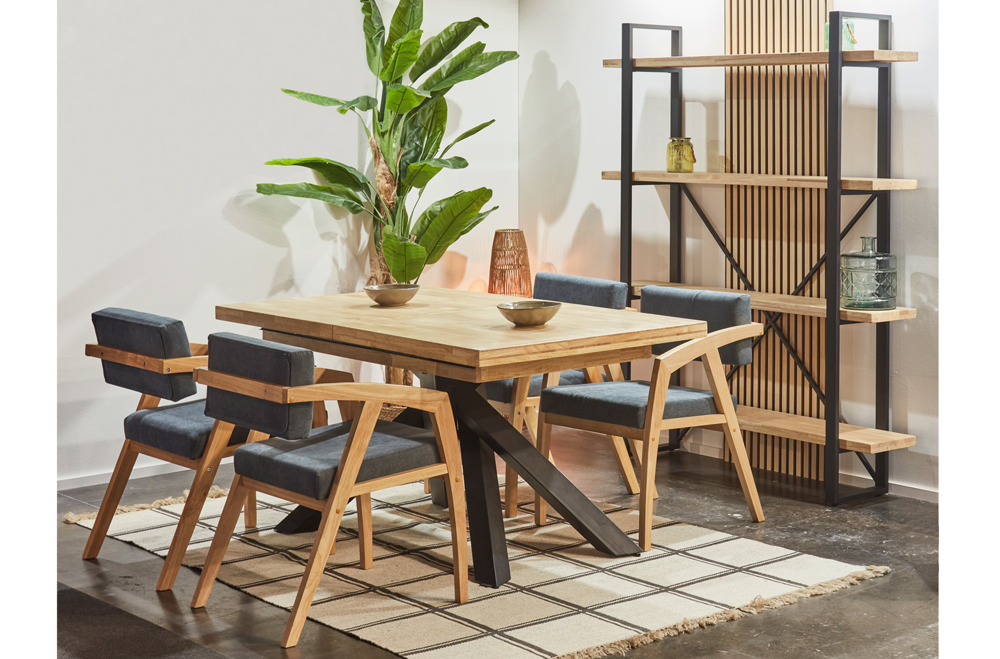MESA COMEDOR EXTENSIBLE XENA 160 - 200 - 240 x 90 CM ROBLE NORDISH / NEGRO. - Imagen 8