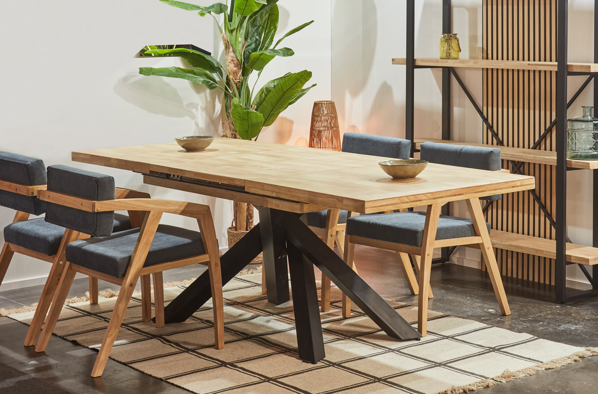 MESA COMEDOR EXTENSIBLE XENA 160 - 200 - 240 x 90 CM ROBLE NORDISH / NEGRO. - Imagen 9