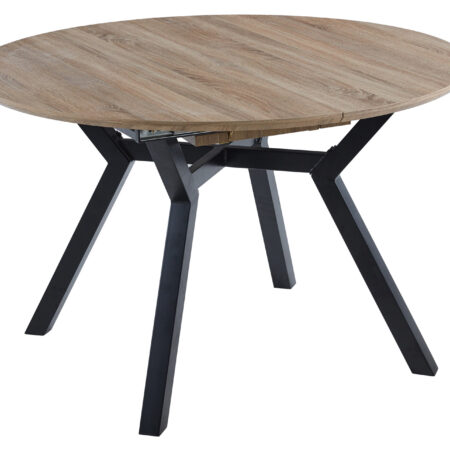 MESA COMEDOR REDONDA EXTENSIBLE DELTA 120 - 160 CM OAK / NEGRO.
