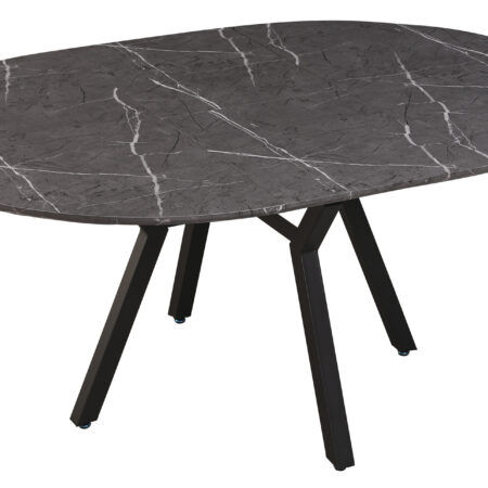MESA COMEDOR REDONDA EXTENSIBLE PAUL 130 - 160 X 130 CM CERAMIC VULCANO / NEGRO.