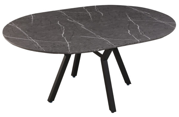 MESA COMEDOR REDONDA EXTENSIBLE PAUL 130 - 160 X 130 CM CERAMIC VULCANO / NEGRO.