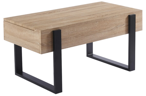 MESA CENTRO ELEVABLE 110 X 60 CM INDUSTRIAL OAK / NEGRO.