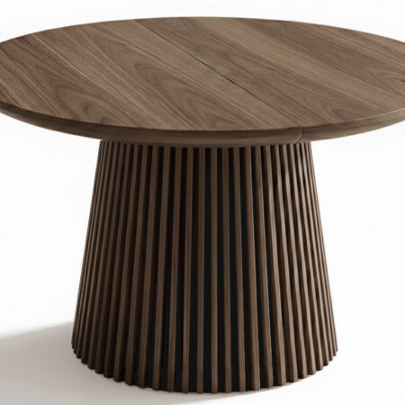 MESA COMEDOR REDONDA EXTENSIBLE KEANU 120 - 160 - 200 x 120 CM NOGAL