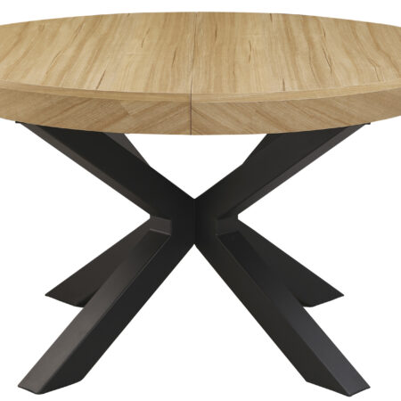 MESA COMEDOR REDONDA EXTENSIBLE BRADLEY 130 - 180 x 130 CM OAK / NEGRO