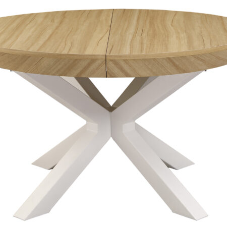 MESA COMEDOR REDONDA EXTENSIBLE BRADLEY 130 - 180 x 130 CM OAK / BLANCO