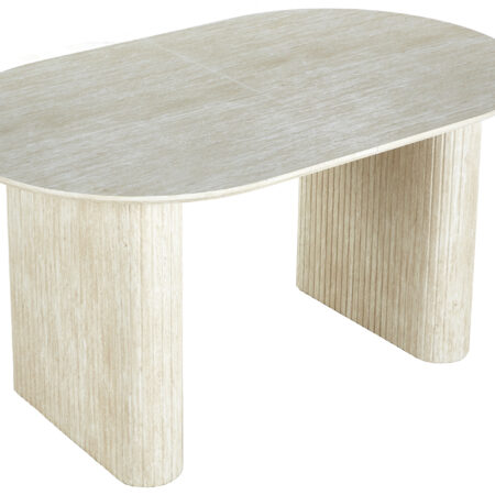MESA COMEDOR OVAL EXTENSIBLE 150 - 190 - 230 CM PIETRA TRAVERTINO.
