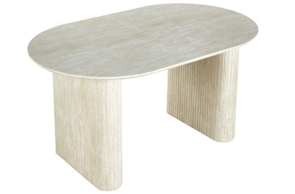 MESA COMEDOR OVAL EXTENSIBLE 150 - 190 - 230 CM PIETRA TRAVERTINO.