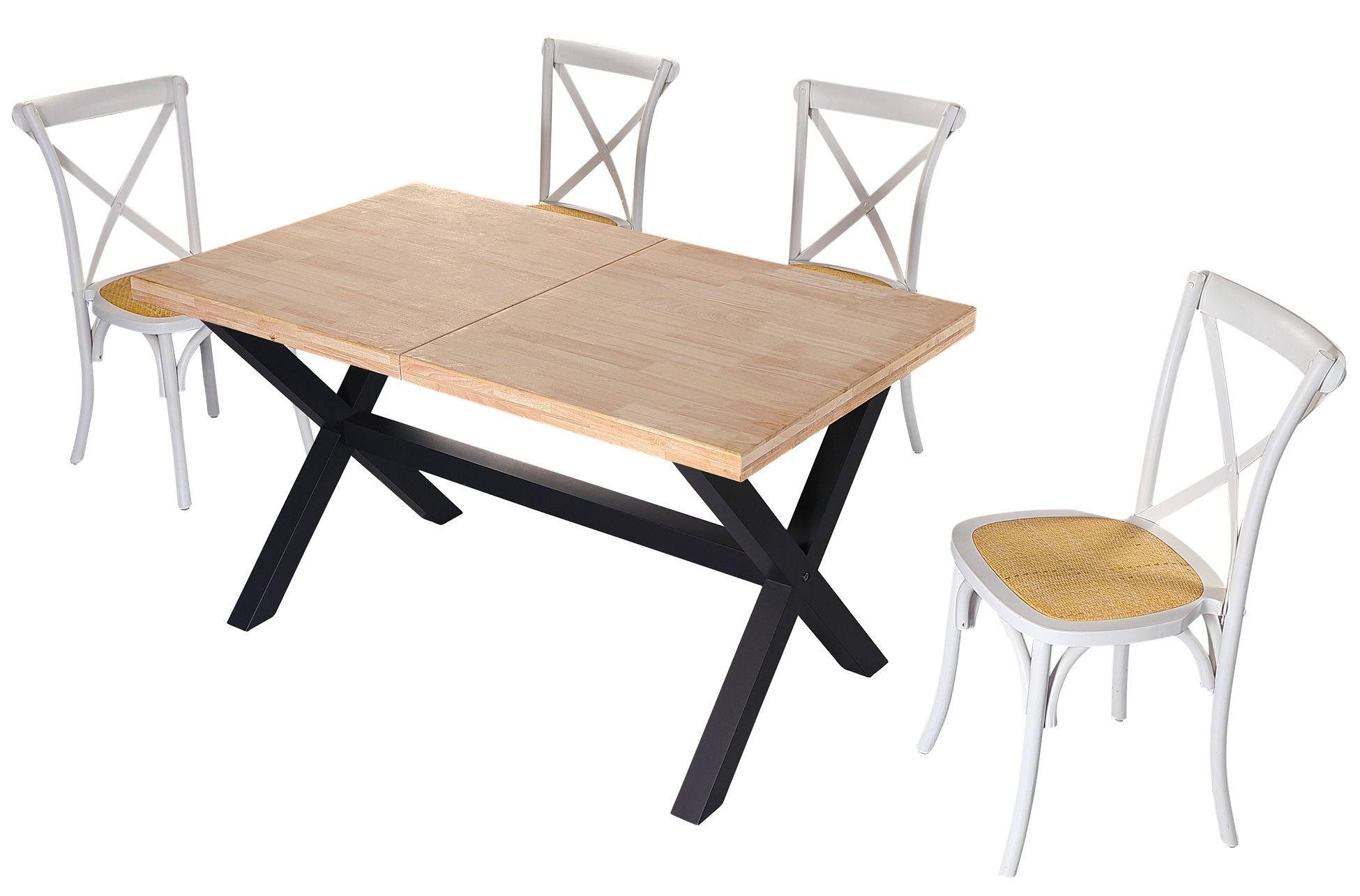 MESA COMEDOR EXTENSIBLE X-LOFT 140 - 180 - 220 x 90 CM ROBLE NORDISH / NEGRO. - Imagen 4