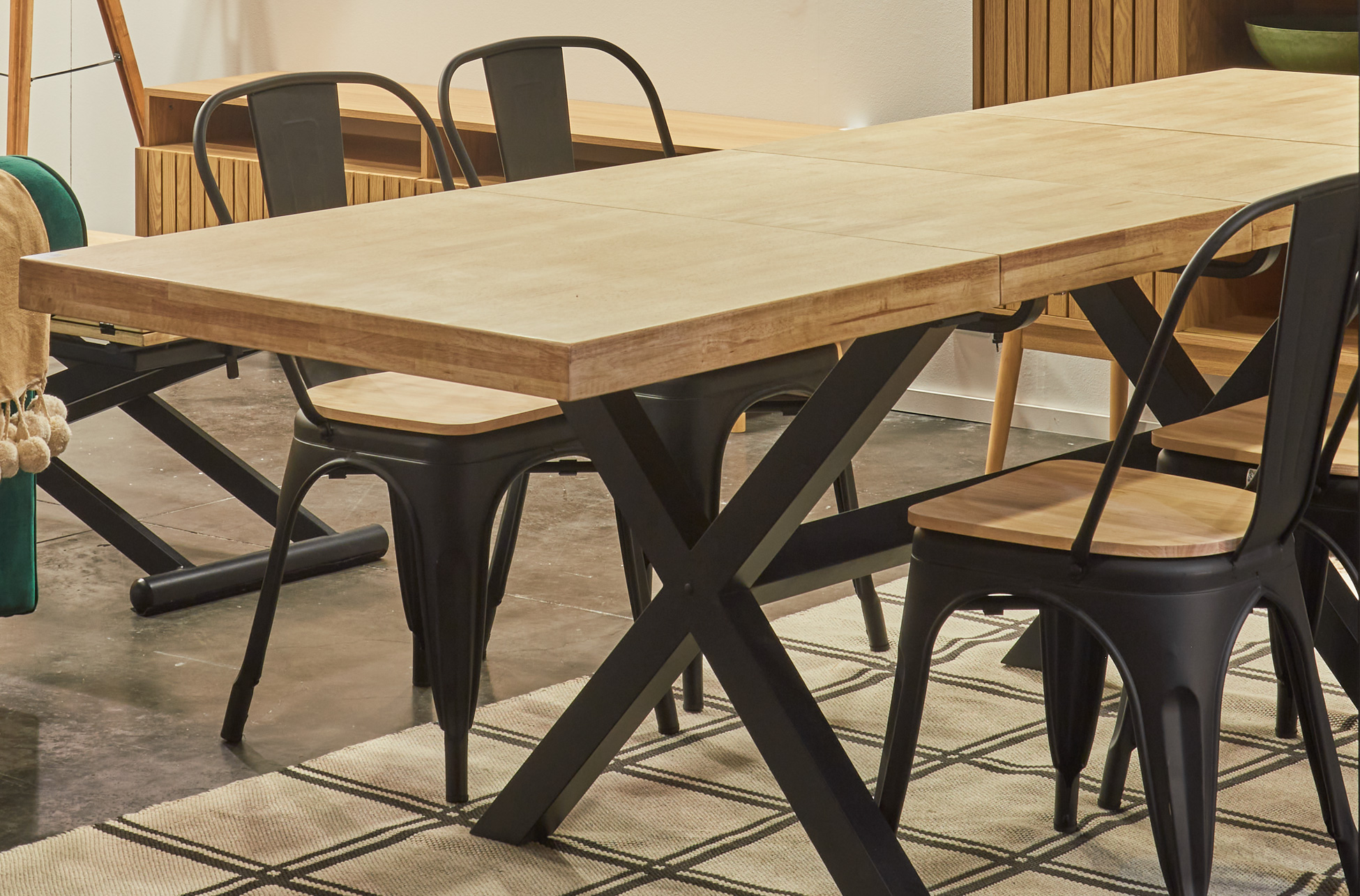 MESA COMEDOR EXTENSIBLE X-LOFT 140 - 180 - 220 x 90 CM ROBLE NORDISH / NEGRO. - Imagen 8
