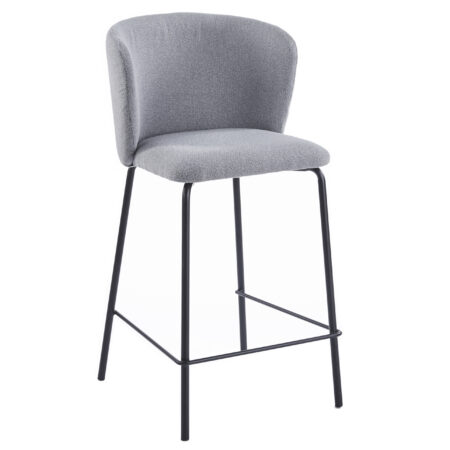 PACK DE 2 TABURETES TAPIZADO MARGOT ALTO ASIENTO 65 CM TEJIDO GRIS.