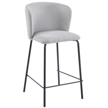 PACK DE 2 TABURETES TAPIZADO MARGOT ALTO ASIENTO 75 CM TEJIDO BEIGE.