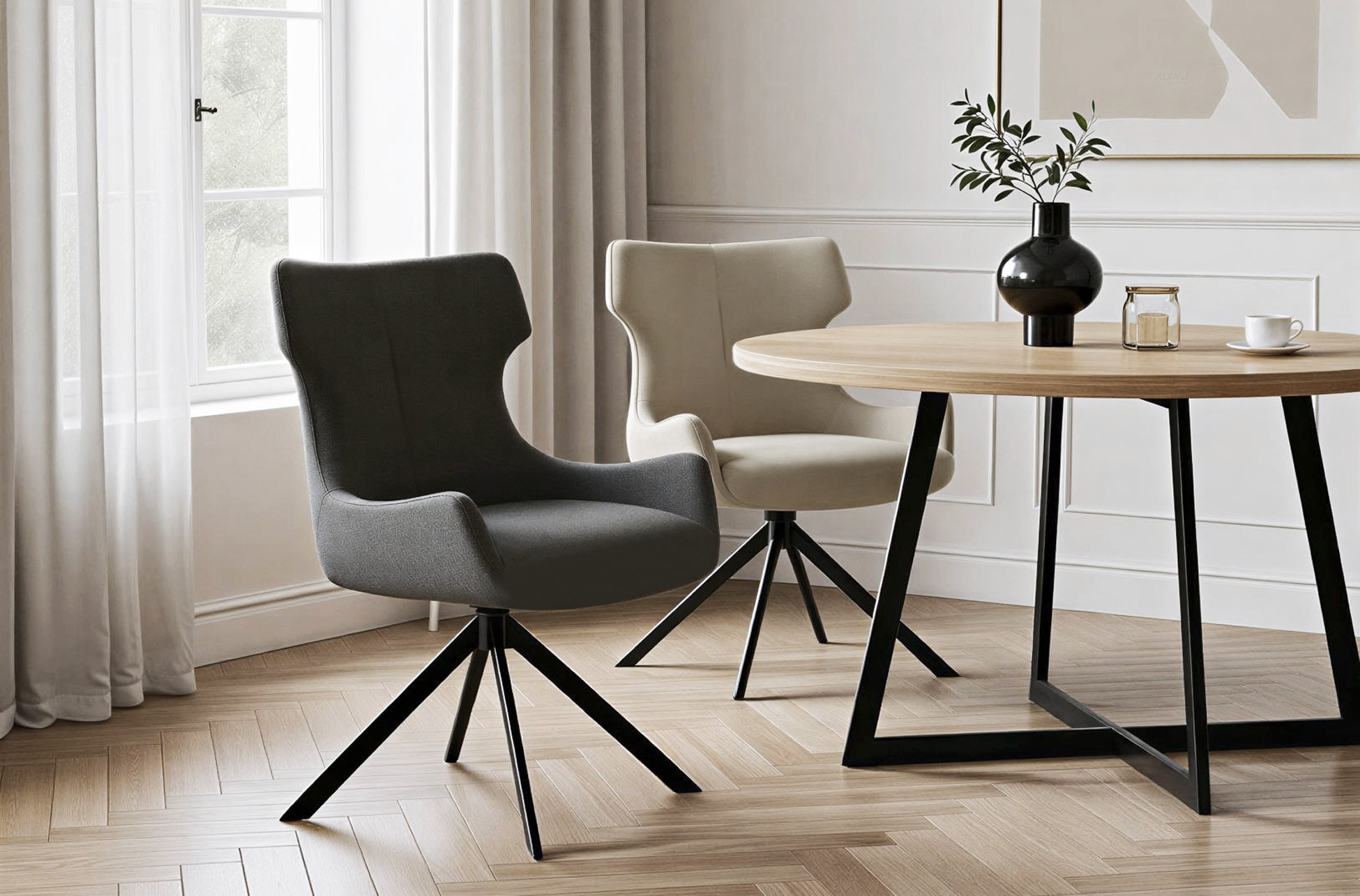 PACK DE 2 SILLAS COMEDOR ROBERT TEJIDO GRIS. - Imagen 5