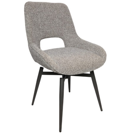 PACK DE 2 SILLAS DE COMEDOR GIRATORIA DARA TEJIDO GRIS.