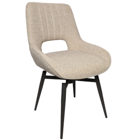 PACK DE 2 SILLAS DE COMEDOR GIRATORIA DARA TEJIDO BEIGE.