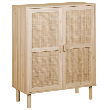 ARMARIO BAJO DÉCOR 80 x 40 CM PINO / RATTAN.