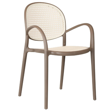 PACK DE 4 SILLONES MASIA POLIPROPILENO TOPO / RATTAN.