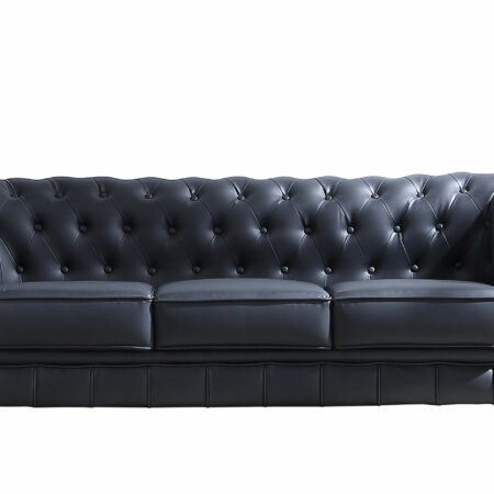 SOFÁ CHESTERFIELD 3 PLAZAS SÍMIL PIEL NEGRO