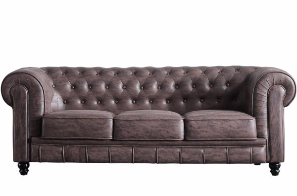SOFÁ CHESTERFIELD 3 PLAZAS CHOCOLATE VINTAGE