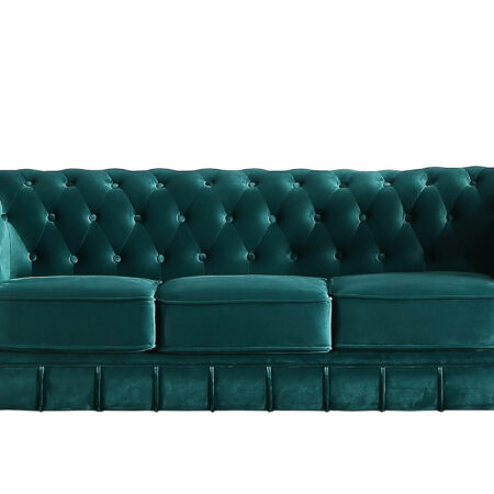 SOFÁ CHESTERFIELD 3 PLAZAS VELVET VERDE