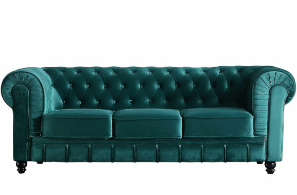 SOFÁ CHESTERFIELD 3 PLAZAS VELVET VERDE