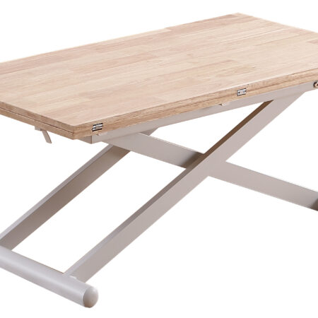 MESA CENTRO ELEVABLE Y EXTENSIBLE NATURAL 110 X 57 CM ROBLE NORDISH / BLANCO.