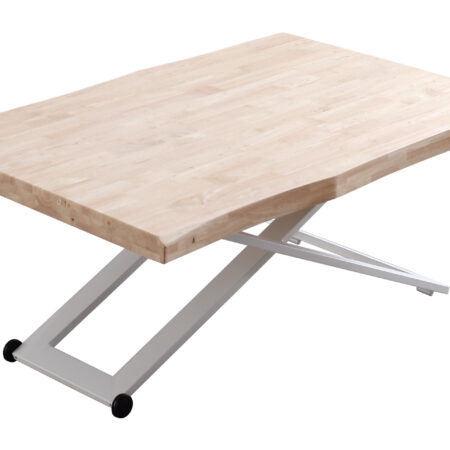 MESA CENTRO ELEVABLE ZOE 120 x 80 CM ROBLE NORDISH / BLANCO TAPA CON FORMA.