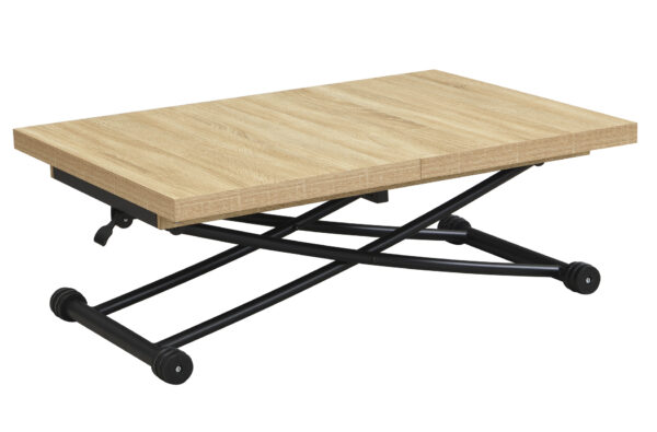 MESA CENTRO ELEVABLE Y EXTENSIBLE 100 - 130 - 160 CM TAYLOR OAK / NEGRO.