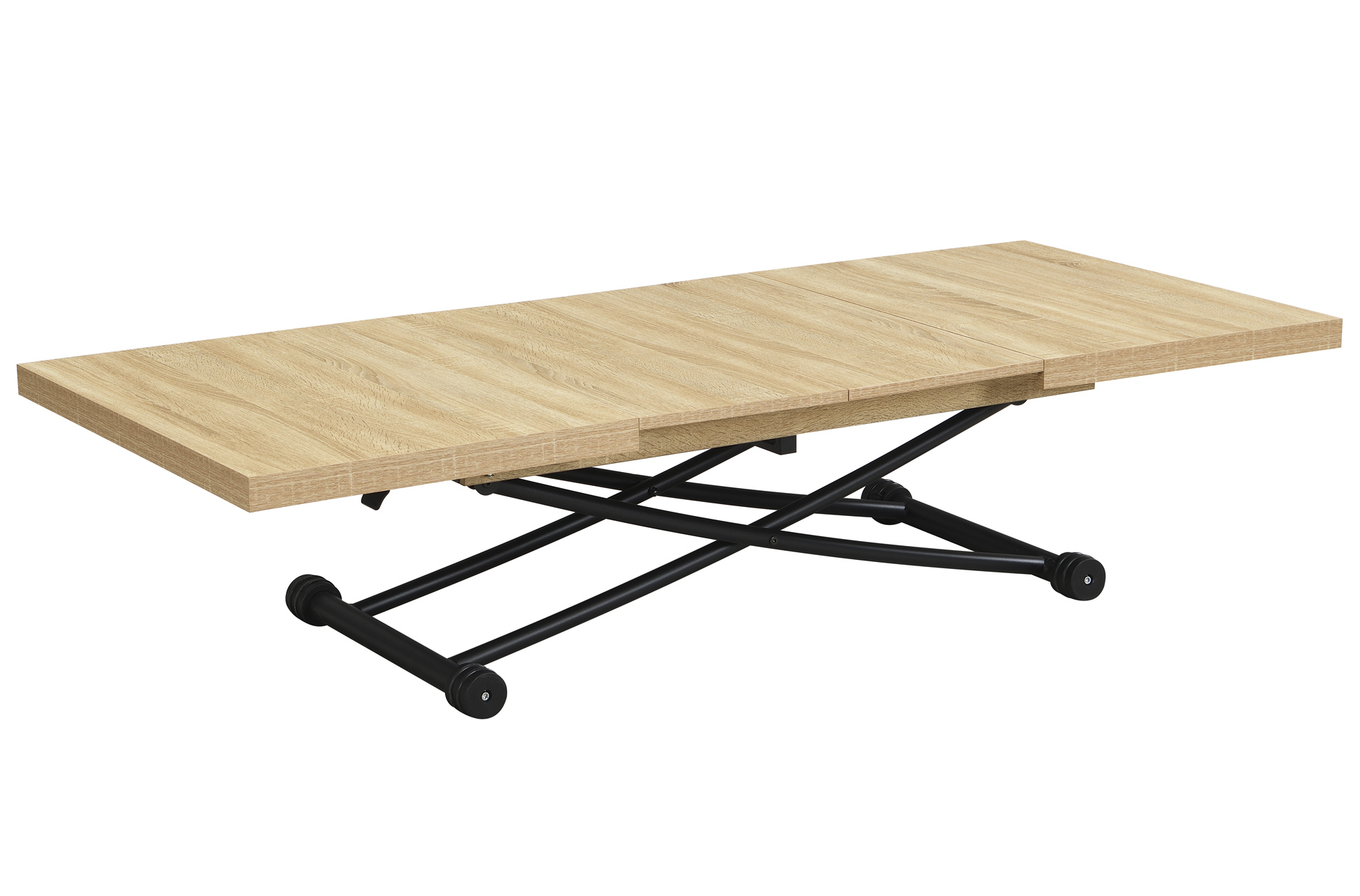 MESA CENTRO ELEVABLE Y EXTENSIBLE 100 - 130 - 160 CM TAYLOR OAK / NEGRO. - Imagen 2