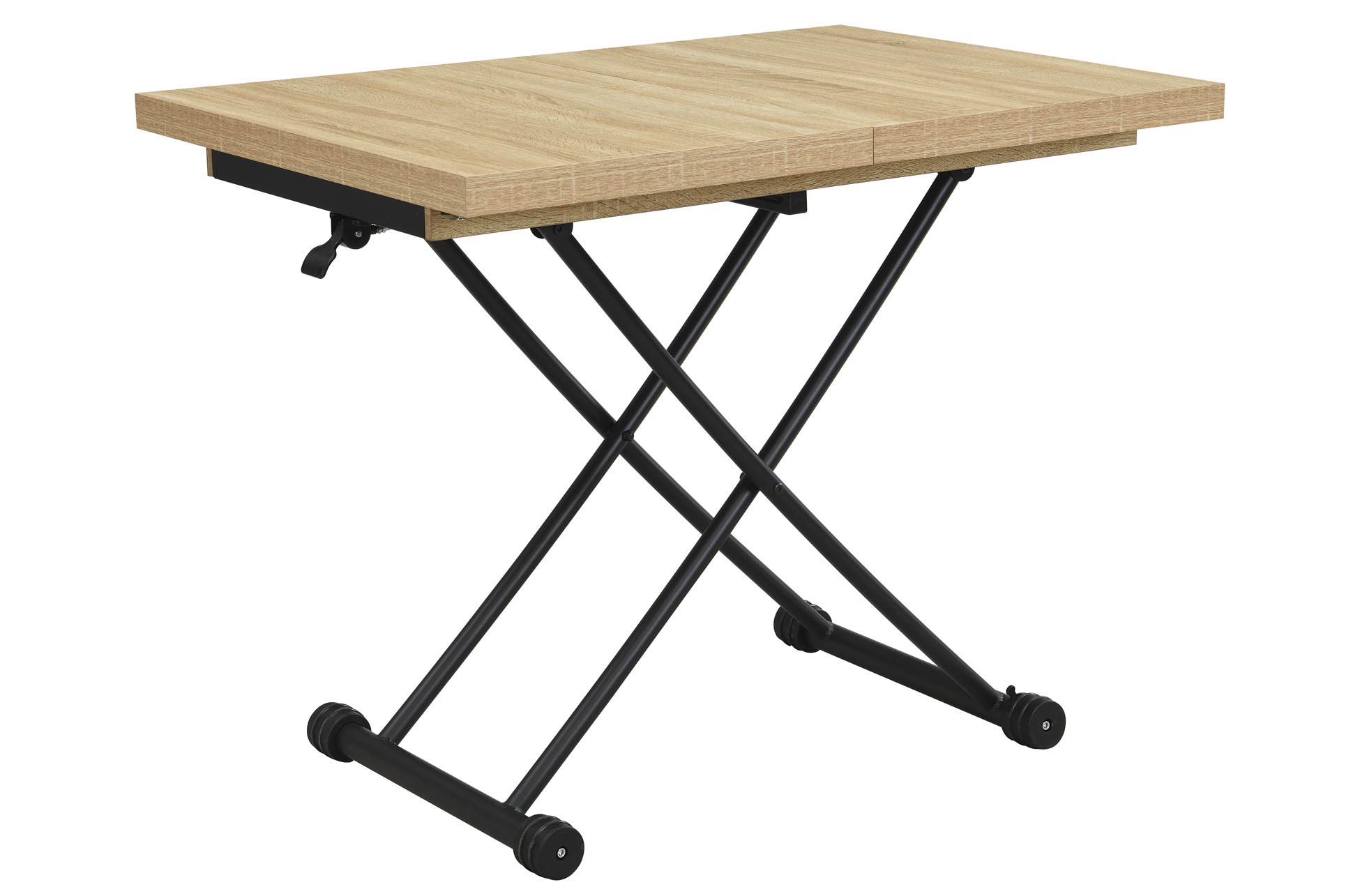 MESA CENTRO ELEVABLE Y EXTENSIBLE 100 - 130 - 160 CM TAYLOR OAK / NEGRO. - Imagen 3