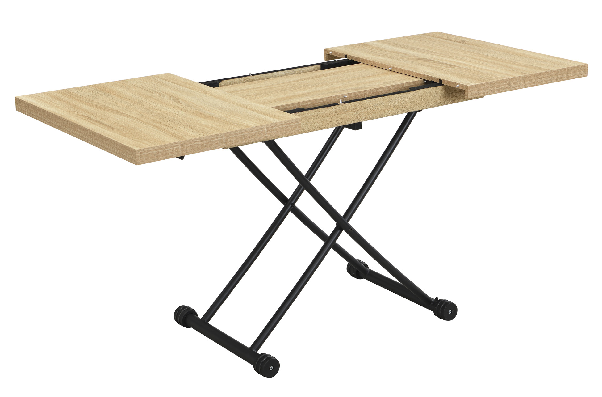 MESA CENTRO ELEVABLE Y EXTENSIBLE 100 - 130 - 160 CM TAYLOR OAK / NEGRO. - Imagen 4